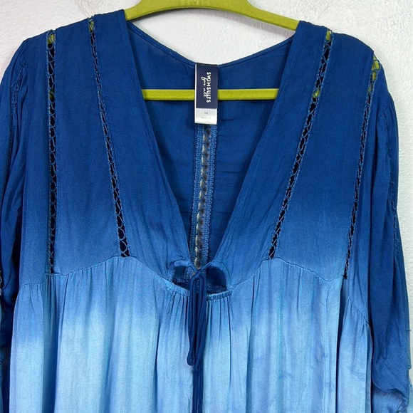 Swimsuits for All Blue Ombre Trumpet Sleeve Coverup 6/8 - Picture 3 of 13